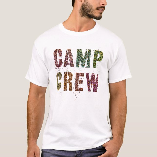 CAMP CREW Leopard Print Summer Staff Counselor Tea T-Shirt (Vorderseite)