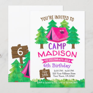 Camp d'été, Camping Invitation d'anniversaire