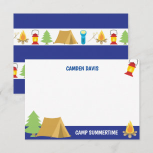 Camp d'été Cartes de notes plats personnalisées