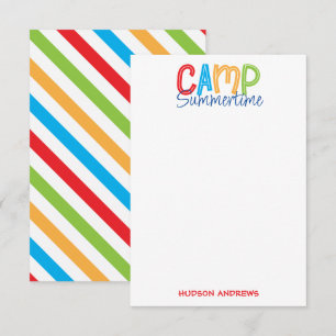 Camp d'été coloré Cartes de notes personnalisées