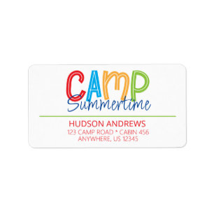 Camp d'été coloré Retour Adresse Étiquettes