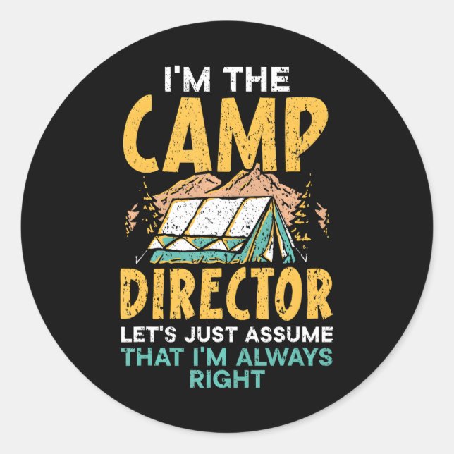 Camp Director Camping Squad Außenfeuer Runder Aufkleber (Vorderseite)