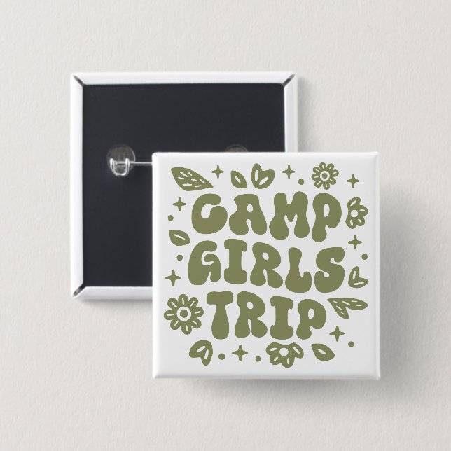 Camp Girls Ausflug Scout Camping Button (Vorne & Hinten)