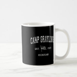 Camp Grayling Michigan Mi Vintage US-Flagge Sport Kaffeetasse