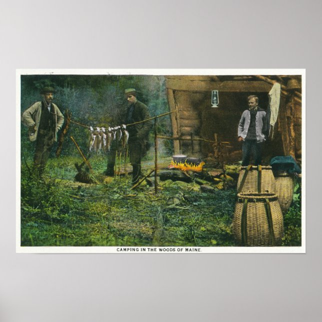 Camp Ground Scene von Men Camping in Maine Poster (Vorne)