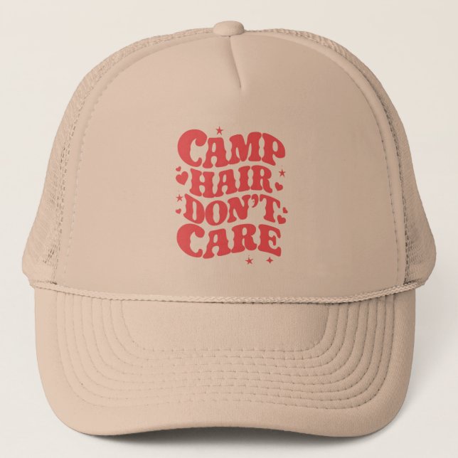 Camp Hair Keine Sorge Sommer Camping Girls Groovy Truckerkappe (Vorderseite)