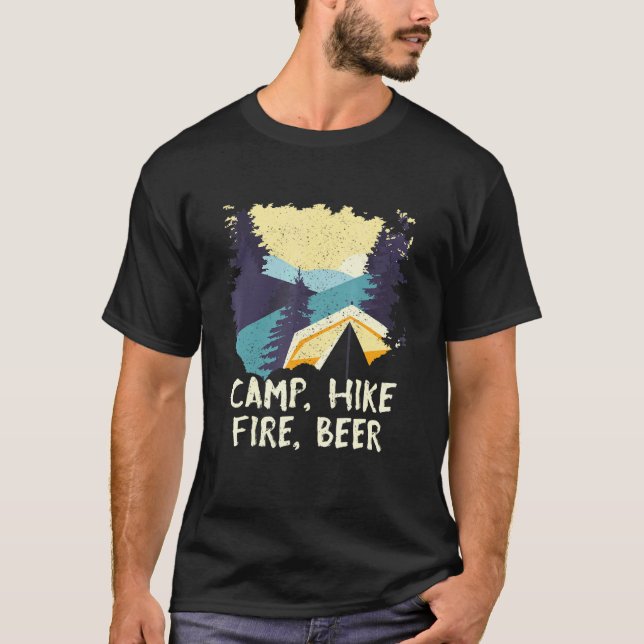 Camp Hike Fire Bier Camping WanderCamper Hiker Dr. T-Shirt (Vorderseite)