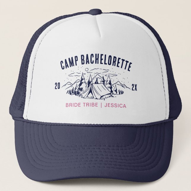 Camp Junggeselinnen-Abschied Girls Trip Custom Cam Truckerkappe (Vorderseite)