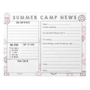 Camp Letter ausfüllen - Niedliche Summer Camp Stat Notizblock