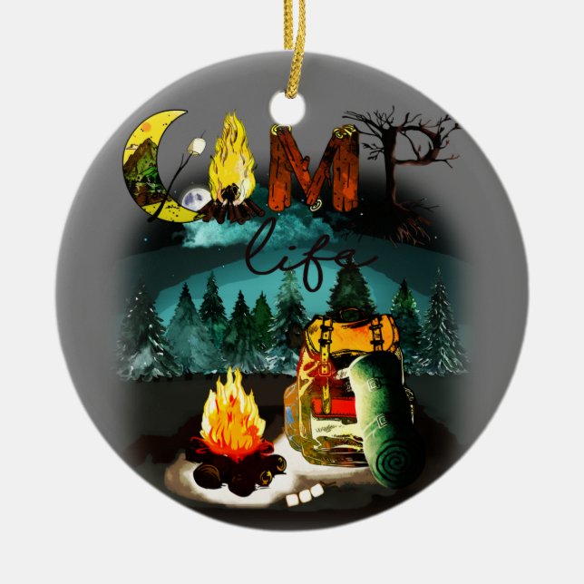 Camp Life - Camping Natur Wanderfeuerfleck Keramik Ornament (Vorne)