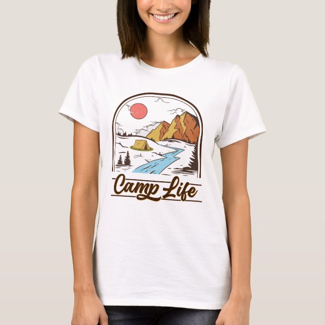 Camp Life Mountain Camping T-Shirt (Vorderseite)
