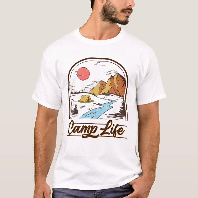 Camp Life Mountain Camping T-Shirt (Vorderseite)