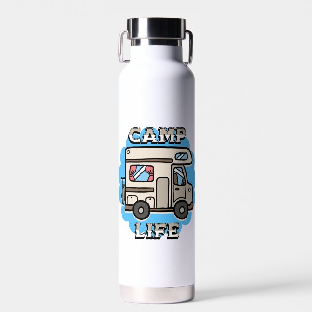 Camp Life | Retro Camper Personalisiert Trinkflasche (Vorne)