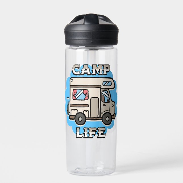 Camp Life | Retro Camper Personalisiert Trinkflasche (Vorderseite)