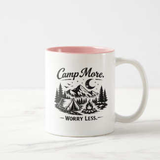 Camp Mehr Worry Weniger Camping-Kaffeetasse | Berg Zweifarbige Tasse
