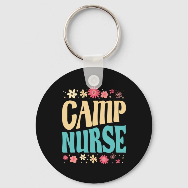 Camp Nurse Floral Outfit Summer Camping Registered Schlüsselanhänger (Vorderseite)