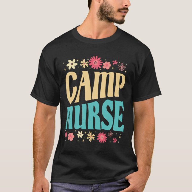 Camp Nurse Floral Outfit Summer Camping Registered T-Shirt (Vorderseite)