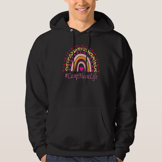 Camp Nurse Leopard Rainbow Nurse's Week Hoodie (Vorderseite)