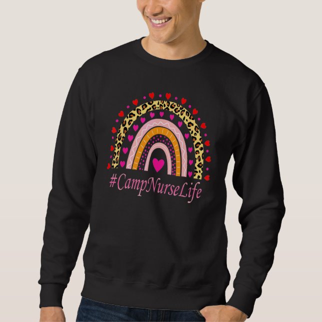 Camp Nurse Leopard Rainbow Nurse's Week Sweatshirt (Vorderseite)