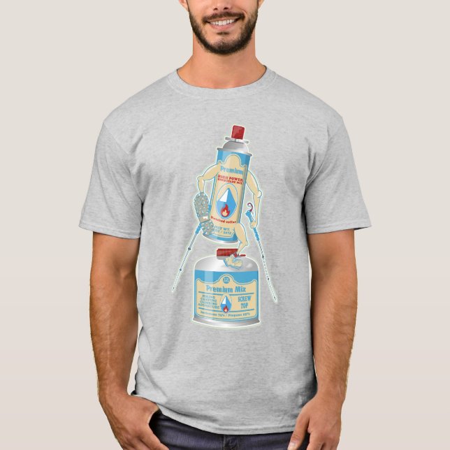 Camp-Ofen Gas Kanister lustige Wanderung T-Shirt (Vorderseite)