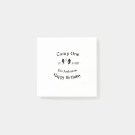 Camp one happy birthday name date campingadventure post-it klebezettel