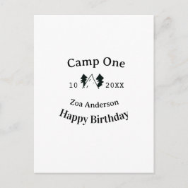 Camp one happy birthday name date campingadventure postkarte