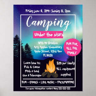 Camp-out-Flyer-Vorlage, Frühlager-Poster Poster