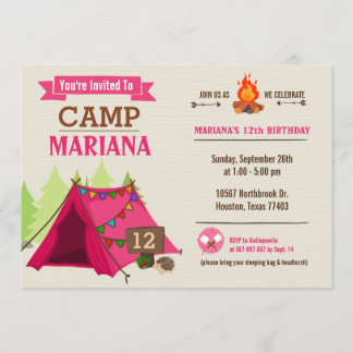 Camp Out Glamping Geburtstagsparty Einladung