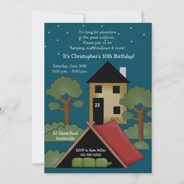 Camp Out - Invitation à la fête d'anniversaire (Devant)