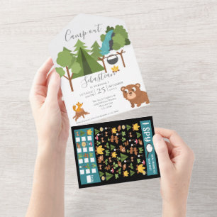 Camp Out Party mit Game on Back Invasion All In One Einladung