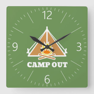 Camp out quadratische wanduhr