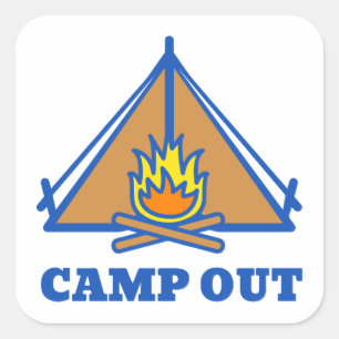 Camp out quadratischer aufkleber