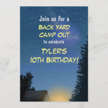 Camp Out Starry Night Party Invitation