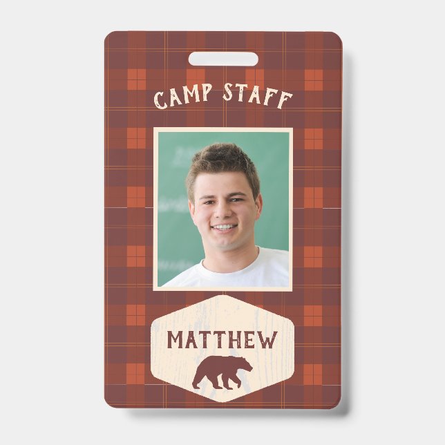 Camp-Personal Rustic Flannel and Bär Foto ID Ausweis (Vorderseite)