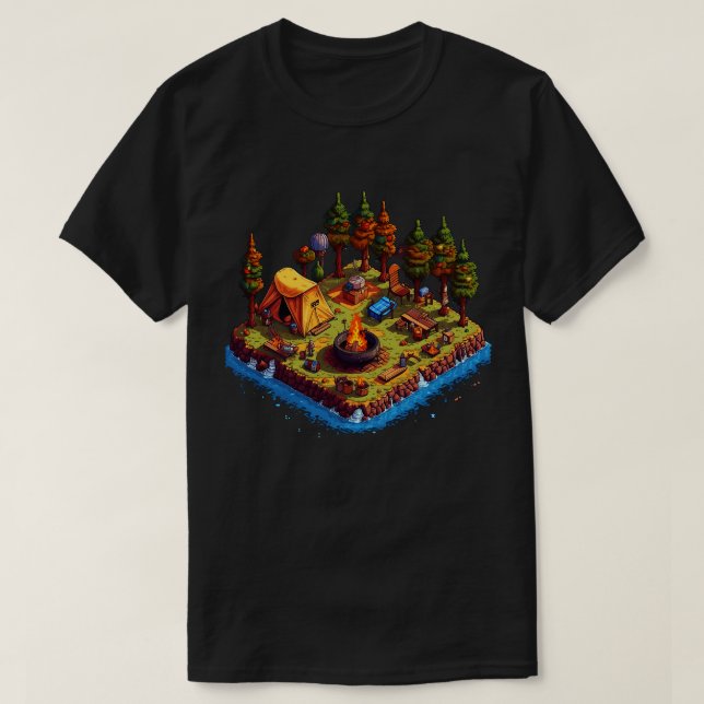 Camp Site Pixel Art Style T-Shirt (Design vorne)
