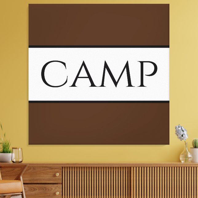 CAMP Sporty Retro Fettbraune weiße Streifen Leinwanddruck (Insitu (Wohnzimmer))