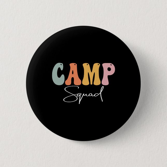 Camp Squad Retro Groovy Vintag glücklicher erster  Button (Vorderseite)