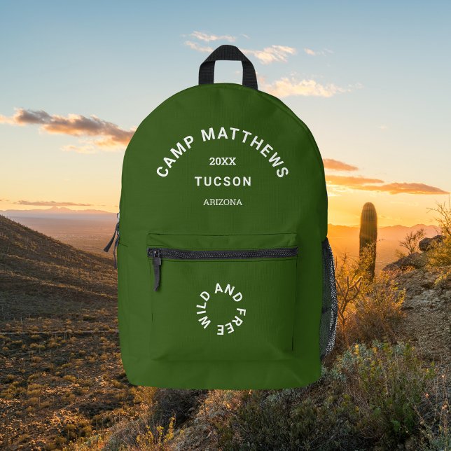 Camp Wappen Forest Green Family Camping Reise Bedruckter Rucksack (Von Creator hochgeladen)