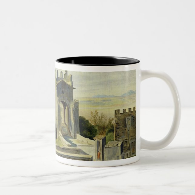 Campagna-Landschaft nahe der Nomentano Brücke Zweifarbige Tasse (Rechts)