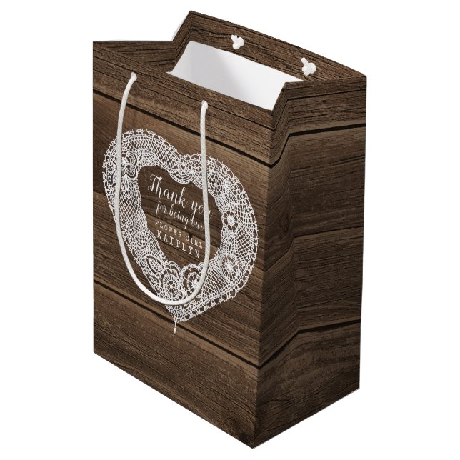 Campagne bois rustique et dentelle sac de faveur d (Dos Angle)