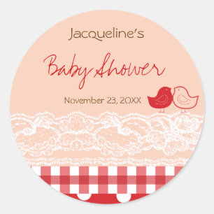Campagne Chic Birds Lace Girl Sticker Baby shower
