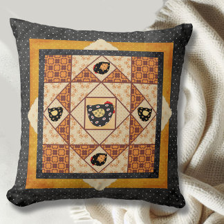 Campagne Chicks Faux Patchwork Coussin