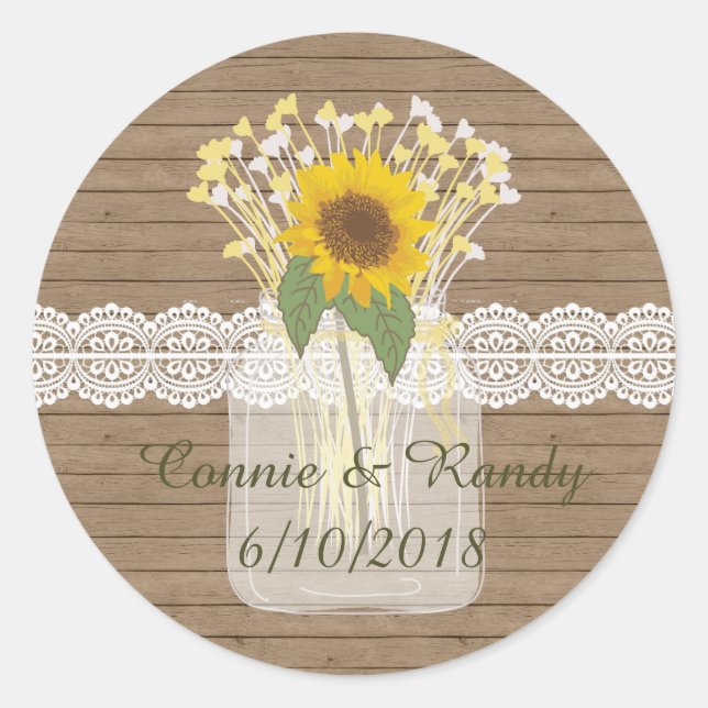 Campagne Russe Mason Jar Stickers Tournesol (Devant)