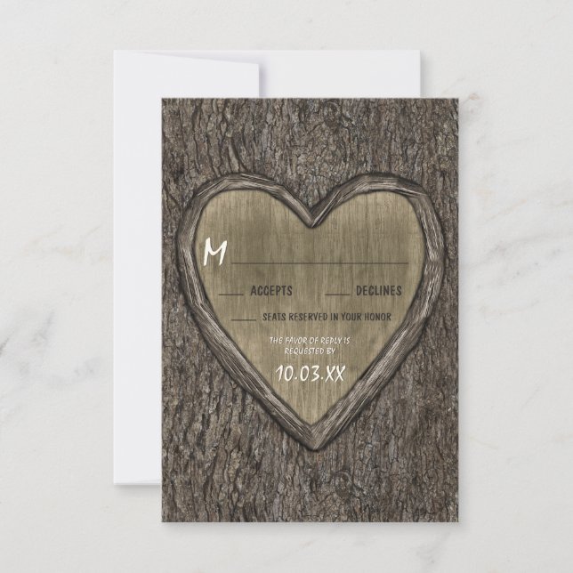 Campagne Rustic Oak Tree Bark Mariage RSVP Cartes (Devant)