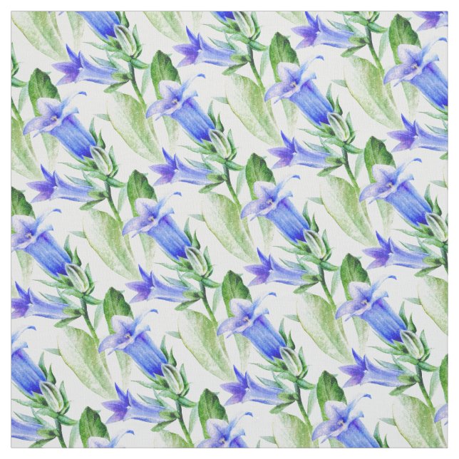 Campanula Aquarellkunst gemustertes Gewebe Stoff (Muster)