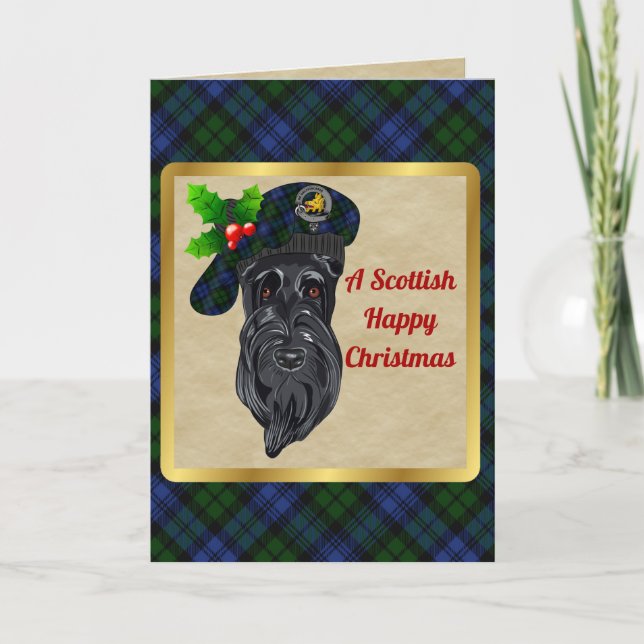 Campbell Abzeichen & Tartan Personalisierte Weihna Karte (Vorderseite)