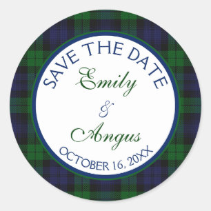 Campbell Black Watch Tartan Wedding Rette ein Datu Runder Aufkleber
