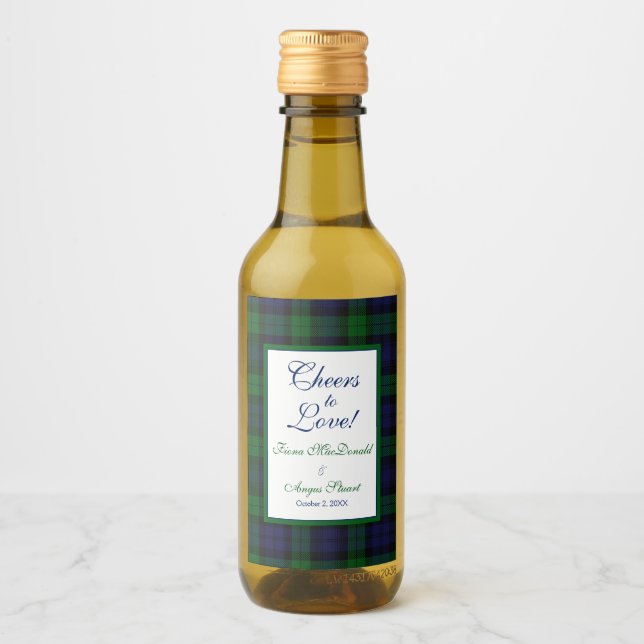 Campbell Black Watch Tartan Wedding Rette ein Datu Weinetikett (Vorderseite)