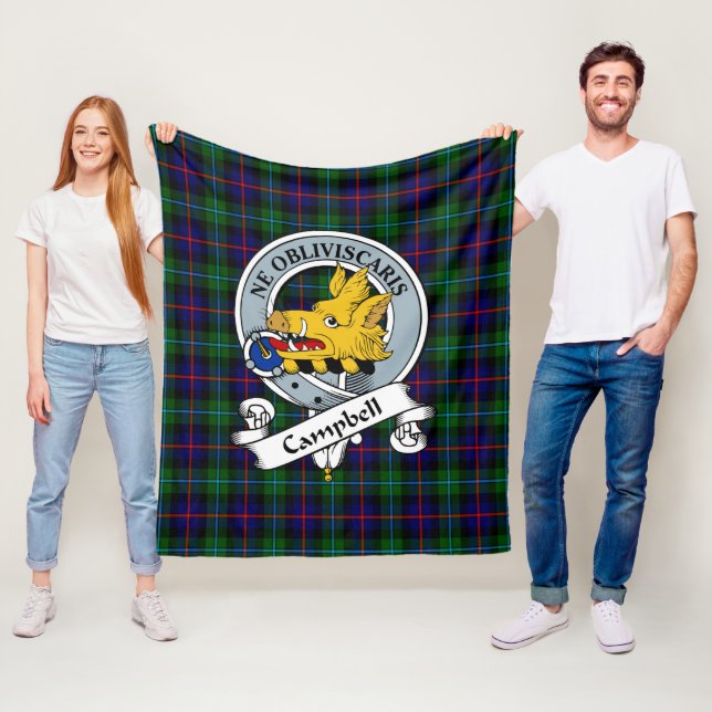 Campbell Cawdor Modernes Clan Abzeichen Tartan Kar Fleecedecke (Beispiel)