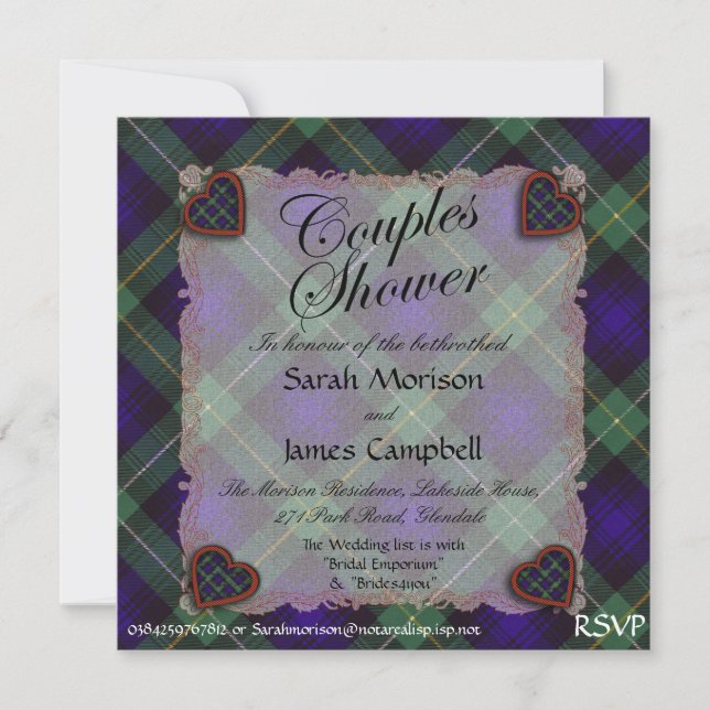 Campbell Cawdor tartan Kariert - Paare Dusche Einladung (Vorderseite)